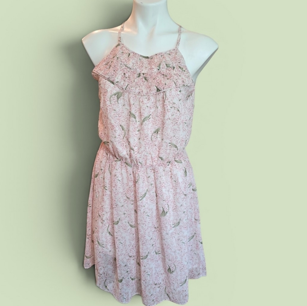 Esley Pink Floral Ruffle Sundress